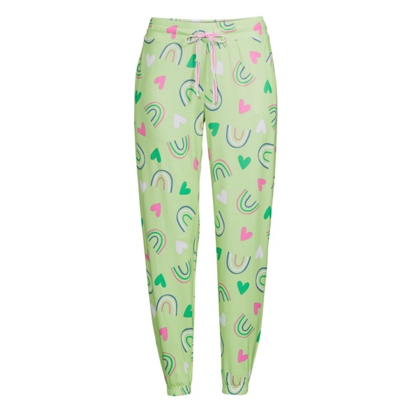 Briefly Stated Rainbow Heart Sleep Joggers with Pockets sz: M (8-10) - Picture 6 of 7